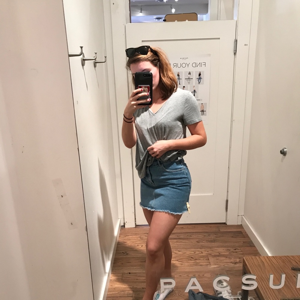 Brandy Melville for Pacsun Raw hem denim skirt